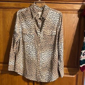 Chico's Leopard Print Blouse - Tan and Black